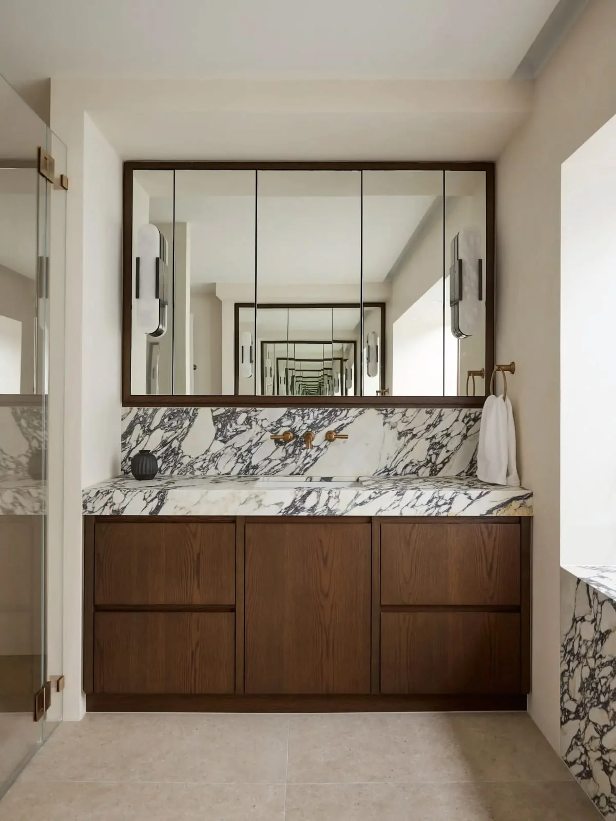 Walnut bathroom vanity reference photograph